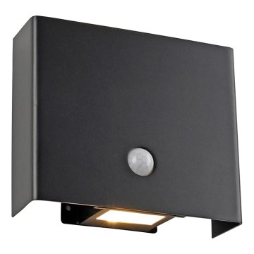 JUST LIGHT. 19471-18 - LED Вуличний настінний світильник з датчиком AMIN 2xLED/1,25W/3,7V 4400mAh IP44 чорний