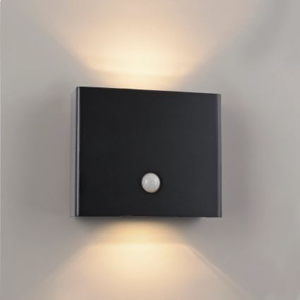 JUST LIGHT. 19471-18 - Уличный светодиодный настенный светильник с датчиком AMIN 2xLED/1,25W/3,7V 4400mAh IP44 черный