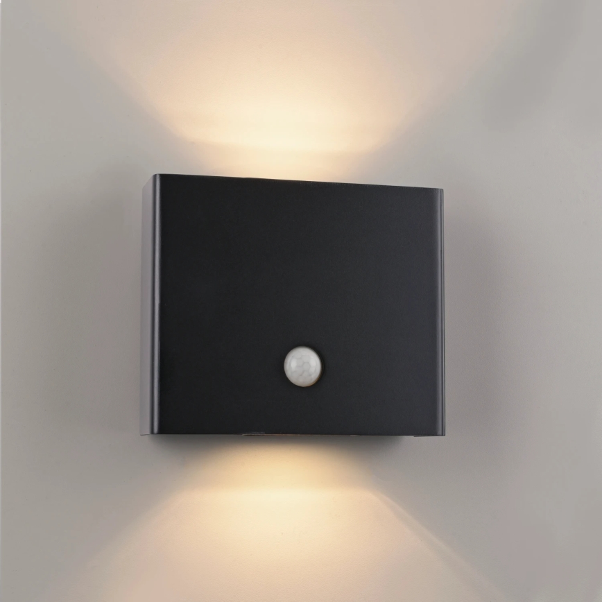 JUST LIGHT. 19471-18 - Уличный светодиодный настенный светильник с датчиком AMIN 2xLED/1,25W/3,7V 4400mAh IP44 черный