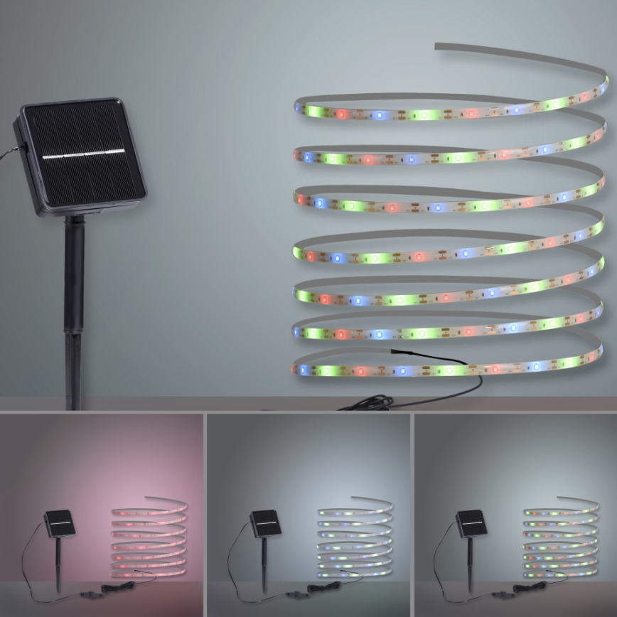 JUST LIGHT. 19971-18 - RGB LED солнечная лента TEANIA, 3,7 В, 5 м, 1200 мА·ч, IP44, черная