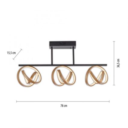 JUST LIGHT. 6245-18 - Светодиодная припотолочная люстра с регулированием яркости LOOP 3xLED/11W/230V 2700-5000K + дистанционное управление