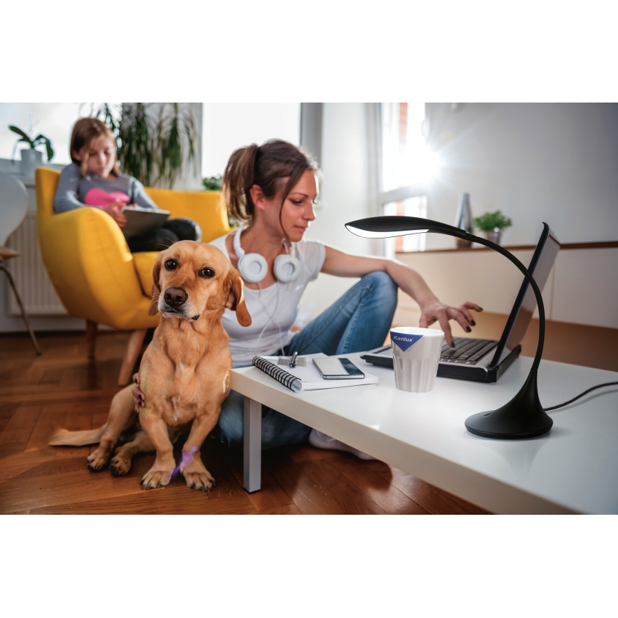 Світлодіодна регульована гнучка настільна лампа FRANCO LED/6,8W/230V чорна