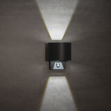 LED уличный настенный светильник REKA с датчиком LED/7W/230V IP54 антрацитовый круглый