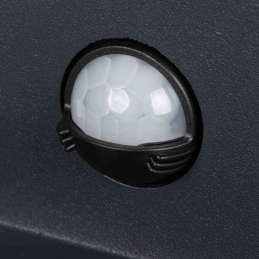 LED уличный настенный светильник REKA с датчиком LED/7W/230V IP54 антрацитовый круглый
