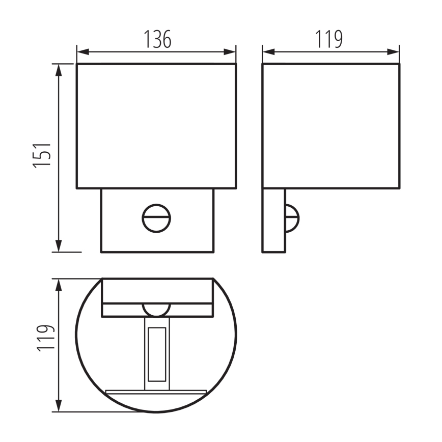 LED уличный настенный светильник REKA с датчиком LED/7W/230V IP54 антрацитовый круглый