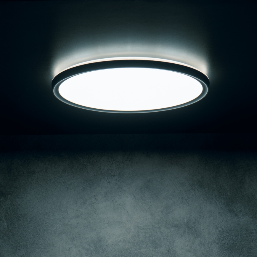 Світлодіодний стельовий світильник AZPO LED/18,5Вт/230В 3000/4000/6000К діаметр 29 см IP54 чорний