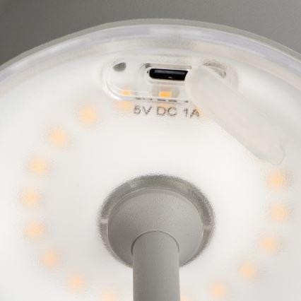 Светодиодная аккумуляторная настольная лампа с регулированием яркости INITA LED/1,2W/1800 mAh IP54 серый