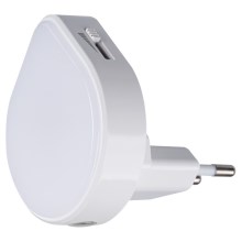 Kanlux 37396 - Светодиодный навигационный светильник с розетку с датчиком освещенности ULOV LED/0,5W/230V белый