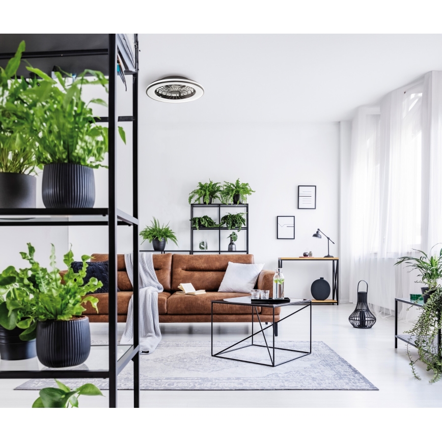 LED Стельовий світильник з вентилятором та регулюванням яскравості PLAVE LED/48W/230V 3000/4000/6500K + пульт дистанційного керування