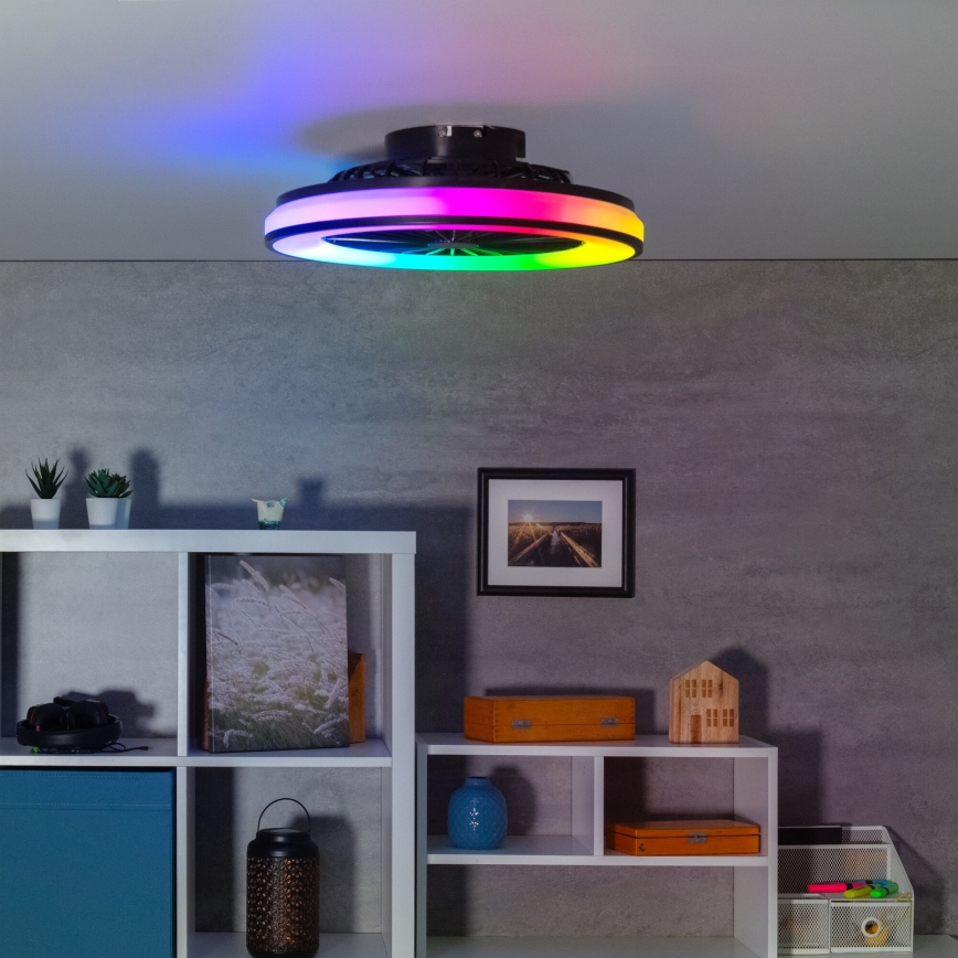 LED RGBW Стельовий світильник з вентилятором та регулюванням яскравості PLAVE LED/48W/230V 3000/4000/6500K + пульт дистанційного керування