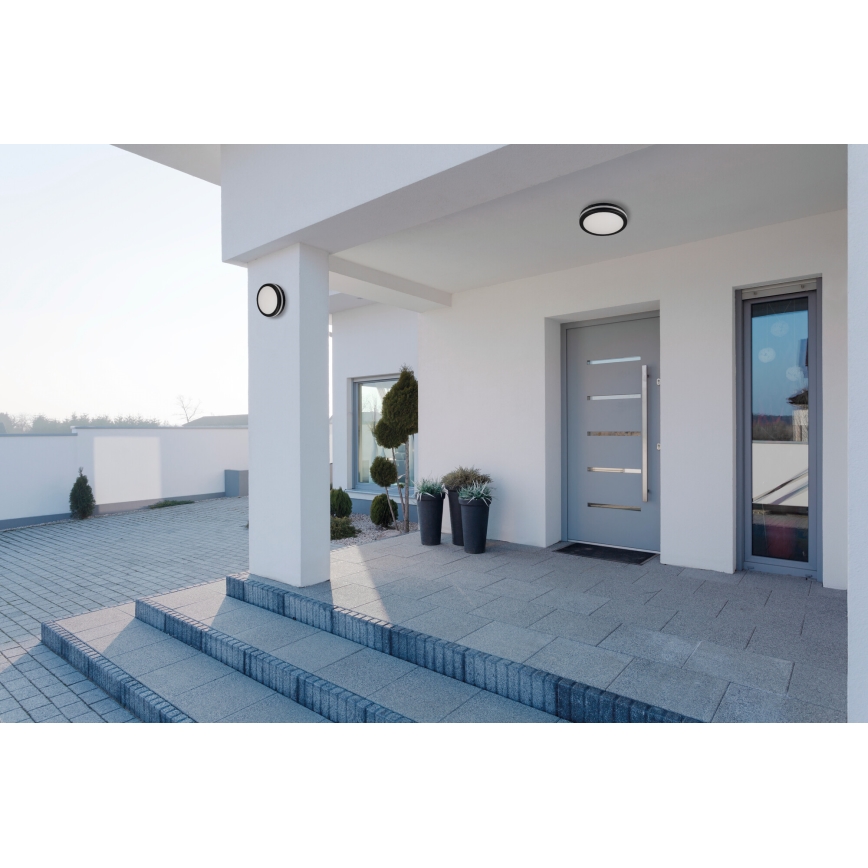 Вуличний світлодіодний стельовий світильник BENO ECO LED/20W/230V 3000/4000/6500K діаметр 20 см IP65 чорний