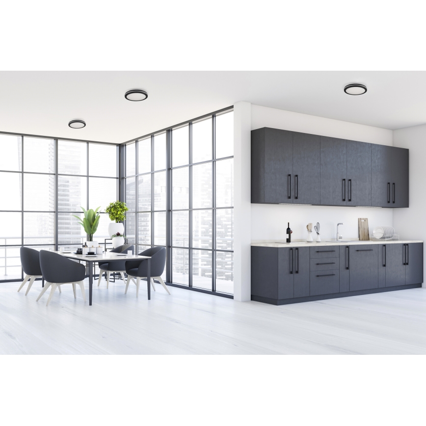 Вуличний світлодіодний стельовий світильник BENO ECO LED/20W/230V 3000/4000/6500K діаметр 20 см IP65 чорний
