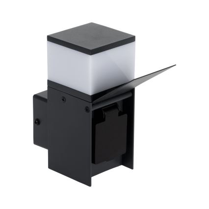 Уличный настенный светильник с розеткой DASTEN 1xG9/11W/230V IP44 черный