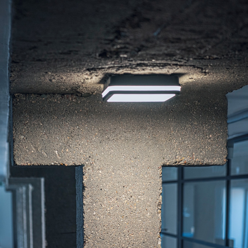 Вуличний світлодіодний стельовий світильник з датчиком руху BENO LED/24/30W/230V 3000/3500/4000K IP65 антрацит квадратний