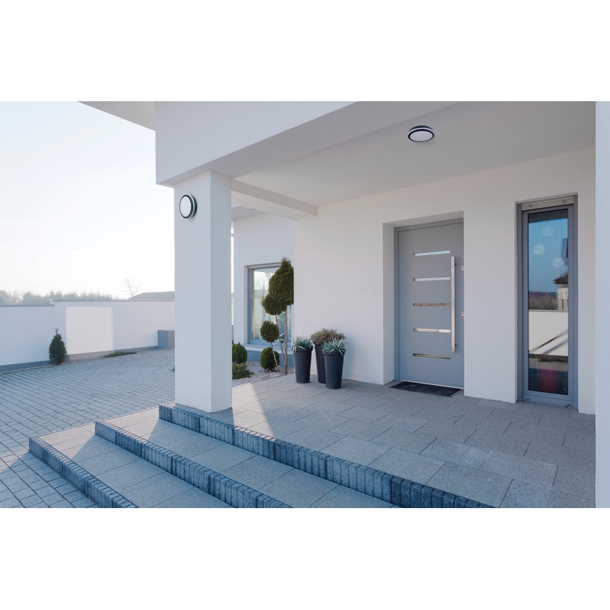 Вуличний світлодіодний стельовий світильник з датчиком руху BENO LED/24/30W/230V 3000/3500/4000K IP65 антрацит круглий