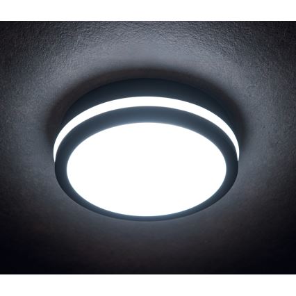 Вуличний світлодіодний стельовий світильник з датчиком руху BENO LED/24/30W/230V 3000/3500/4000K IP65 антрацит круглий