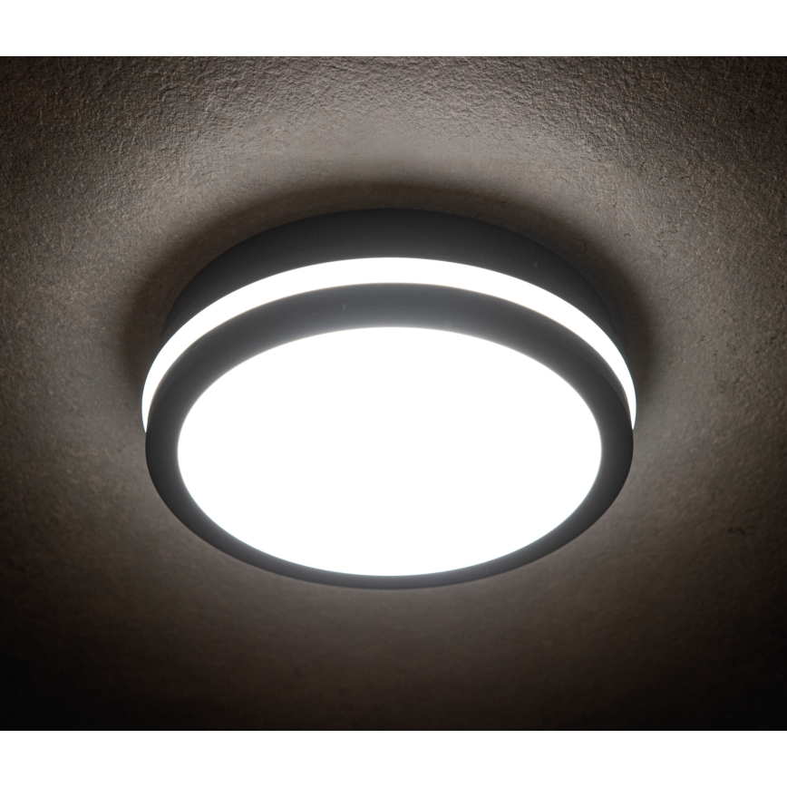 Вуличний світлодіодний стельовий світильник з датчиком руху BENO LED/24/30W/230V 3000/3500/4000K IP65 антрацит круглий