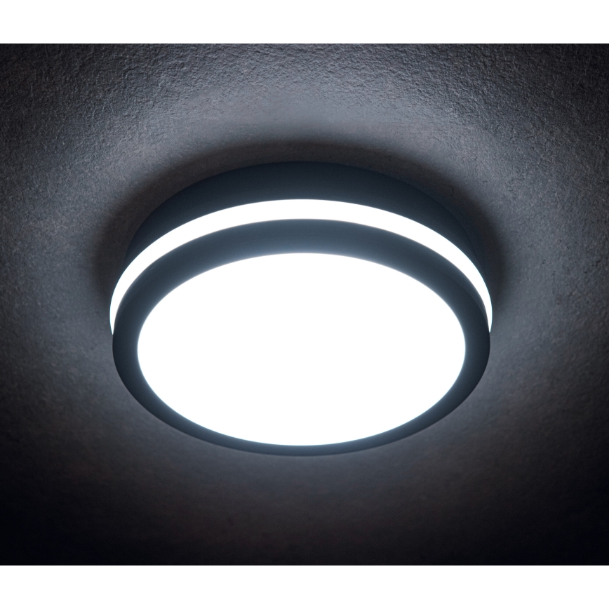 Вуличний світлодіодний стельовий світильник з датчиком руху BENO LED/24/30W/230V 3000/3500/4000K IP65 антрацит круглий