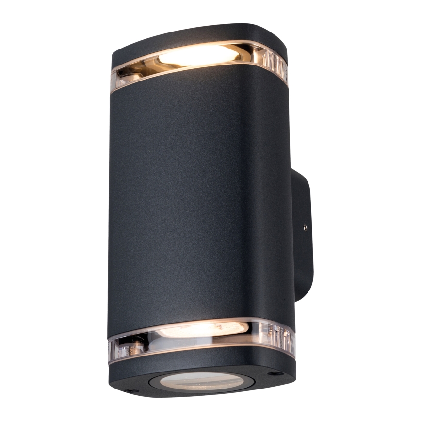 Вуличний настінний світильник ZEVI 2xGU10/10W/230V IP54 чорний