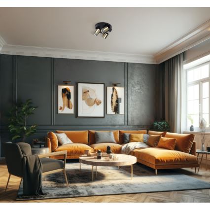 Точечный светильник LAURIN 3xGU10/10W/230V латунь/черный