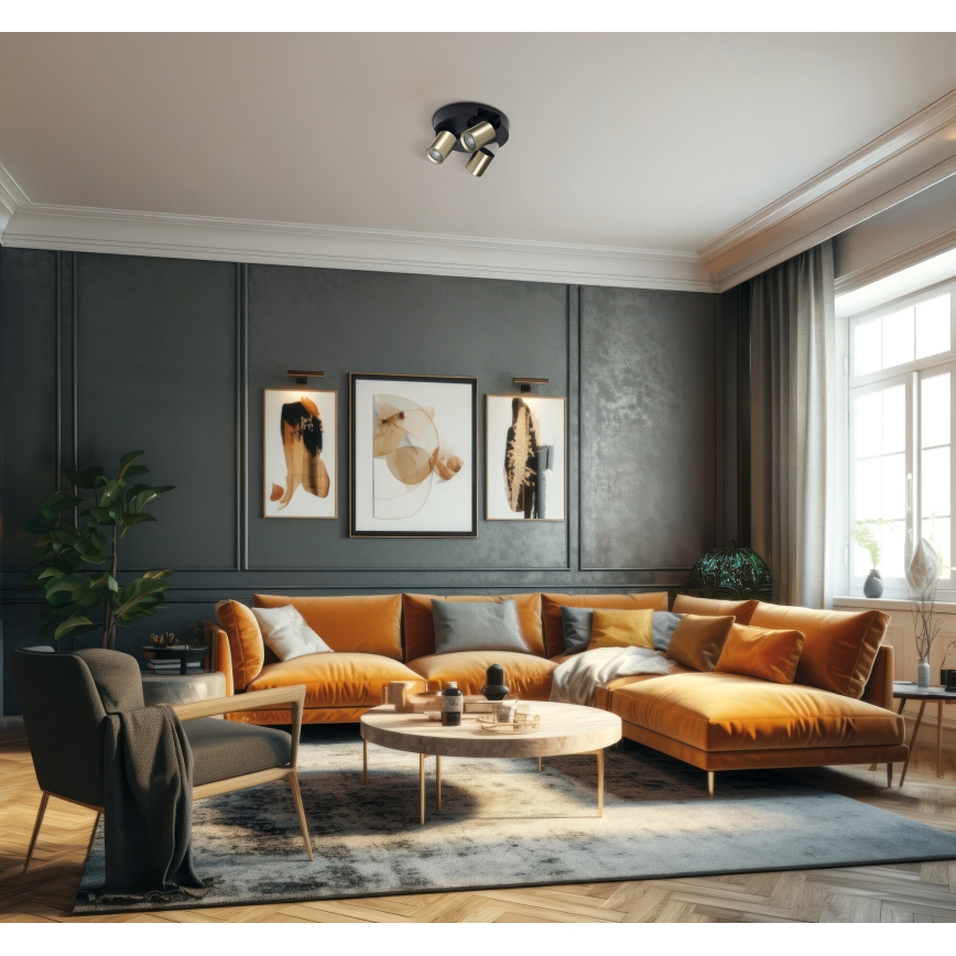 Точечный светильник LAURIN 3xGU10/10W/230V латунь/черный