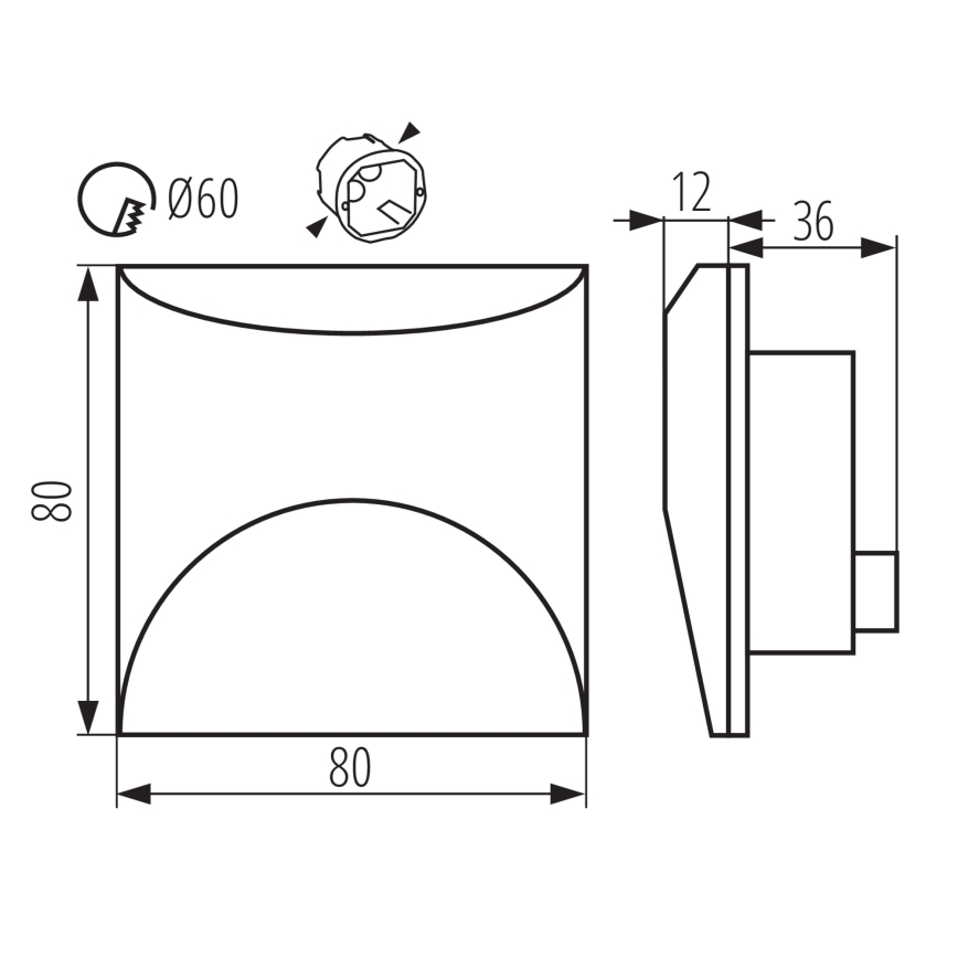LED сходовий світильник EXIN LED/2,5W/230V 3000K IP65 антрацитовий, квадратний