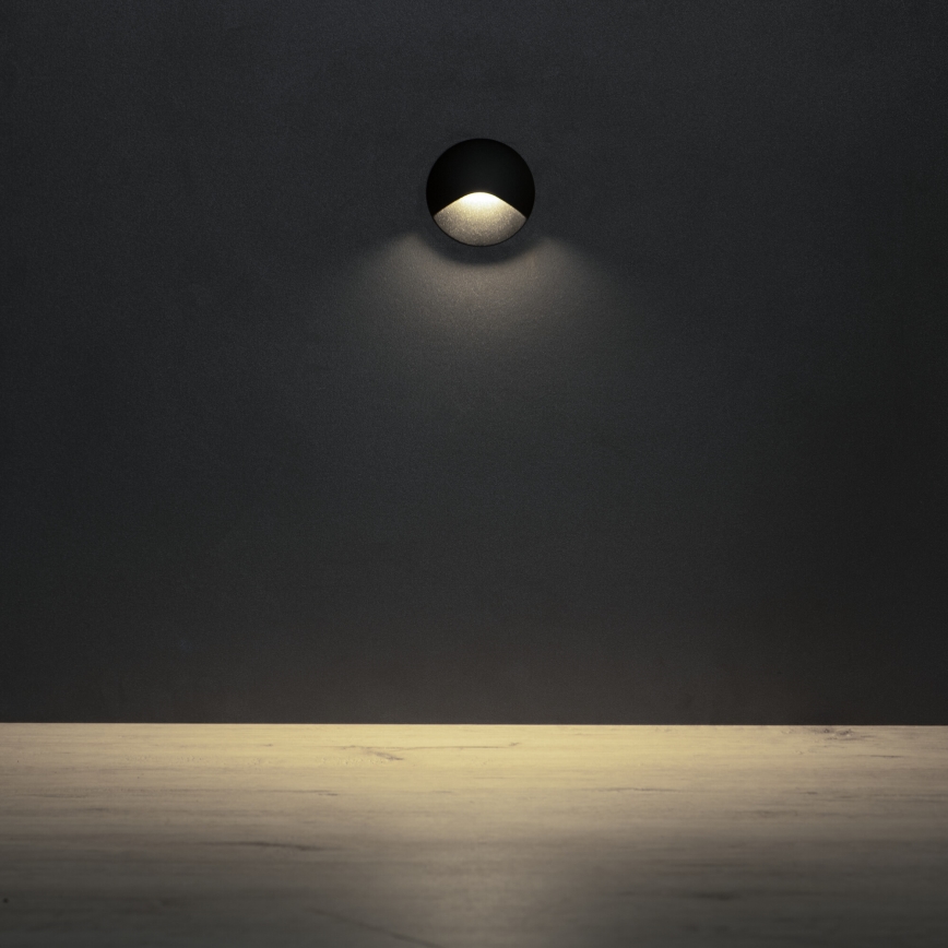 LED сходовий світильник EXIN LED/2,5W/230V 4000K IP65 чорний круглий