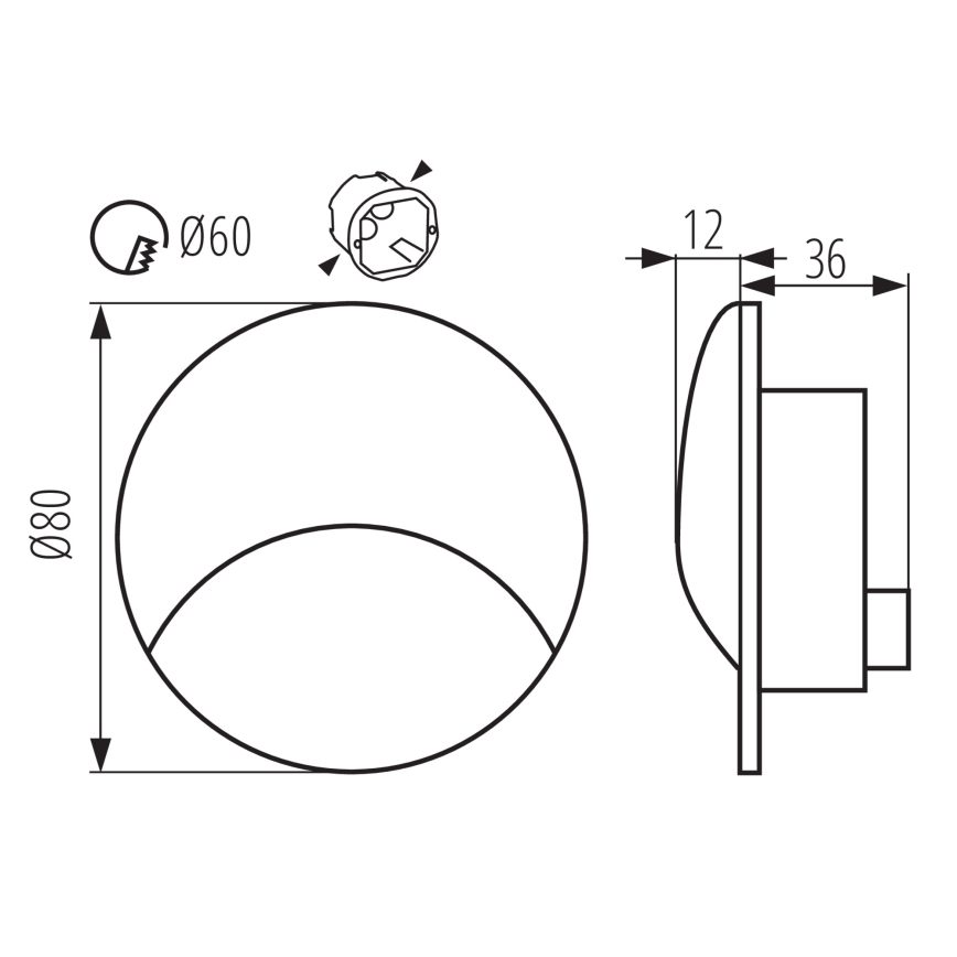 LED сходовий світильник EXIN LED/2,5W/230V 4000K IP65 чорний круглий
