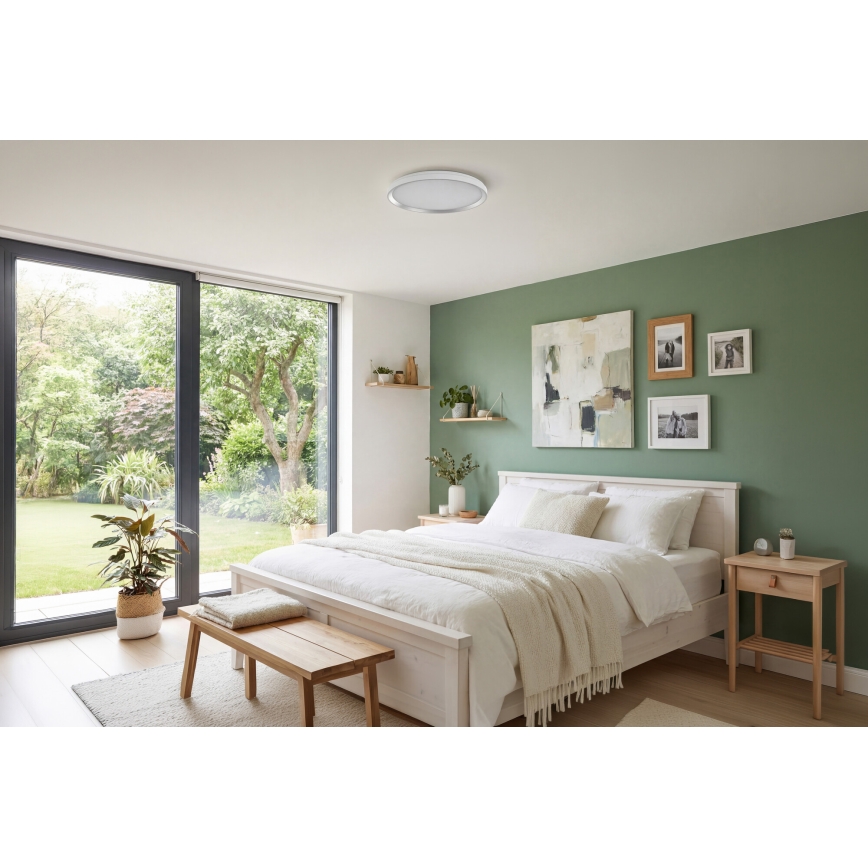 Диммируемый LED потолочный светильник LIXAN LED/47W/230V 3000-6500K диаметр 38,6 cm белый/серебристый + пульт дистанционного управления