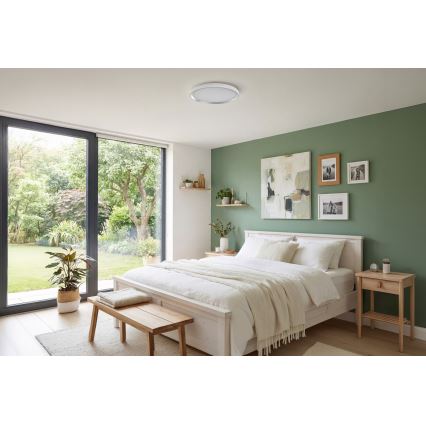 Диммируемый потолочный светильник LED LIXAN LED/65W/230V 3000-6500K Ø 48,6 см белый/серебристый + пульт дистанционного управления