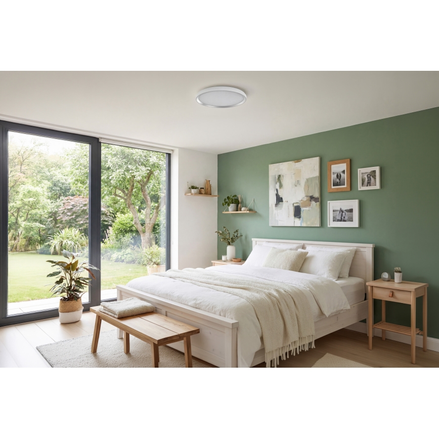 Диммируемый потолочный светильник LED LIXAN LED/65W/230V 3000-6500K Ø 48,6 см белый/серебристый + пульт дистанционного управления
