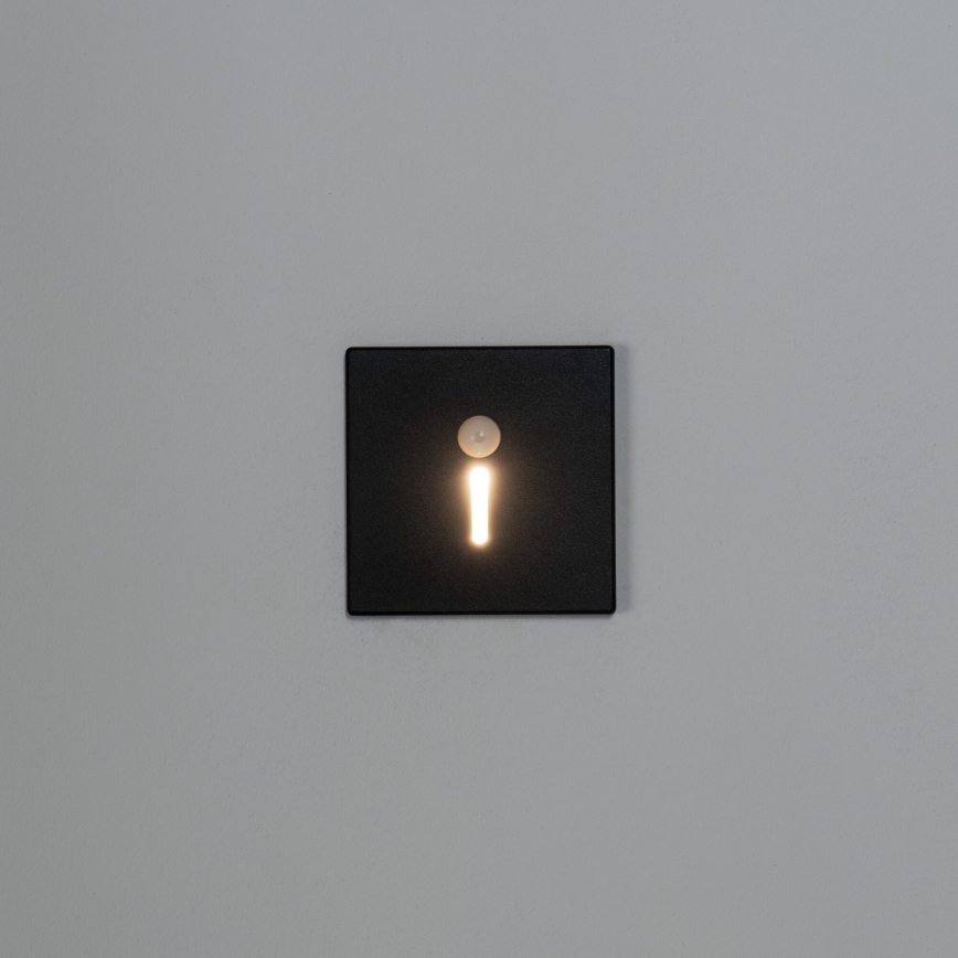 LED сходовий світильник із датчиком руху і датчиком сутінків MAGNIK LED/1,7W/230V 2700/3300/3900/4600/5700K чорний прямокутний