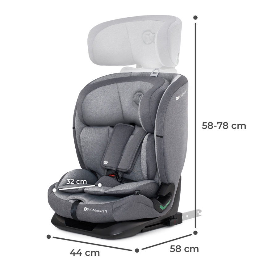 KINDERKRAFT - Автокресло ONETO 3 i-Size (76-150 см) + Isofix Cool серый