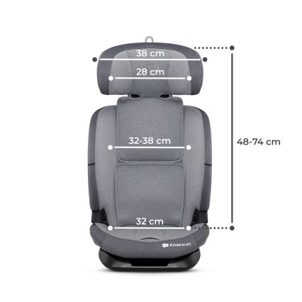 KINDERKRAFT - Автокресло ONETO 3 i-Size (76-150 см) + Isofix Cool серый