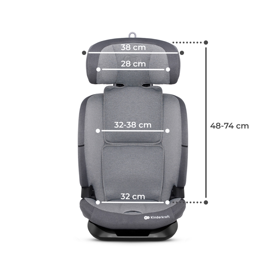 KINDERKRAFT - Автокресло ONETO 3 i-Size (76-150 см) + Isofix Cool серый