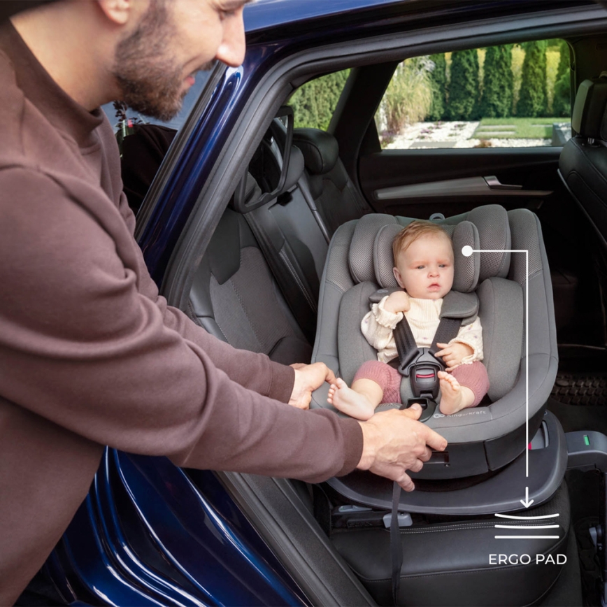 KINDERKRAFT - автокрісло з поворотною базою I-GUARD i-Size 40-105 см сіре