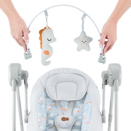 KINDERKRAFT - Детская качалка с мелодией SWINGEE серая 4xAAA/230V