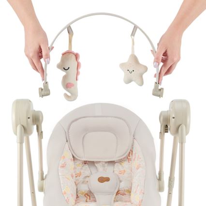 KINDERKRAFT - Детская качель с мелодией SWINGEE бежевого цвета 4xAAA/230V