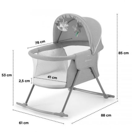 KINDERKRAFT - Детская кроватка 3в1 LOVI серый