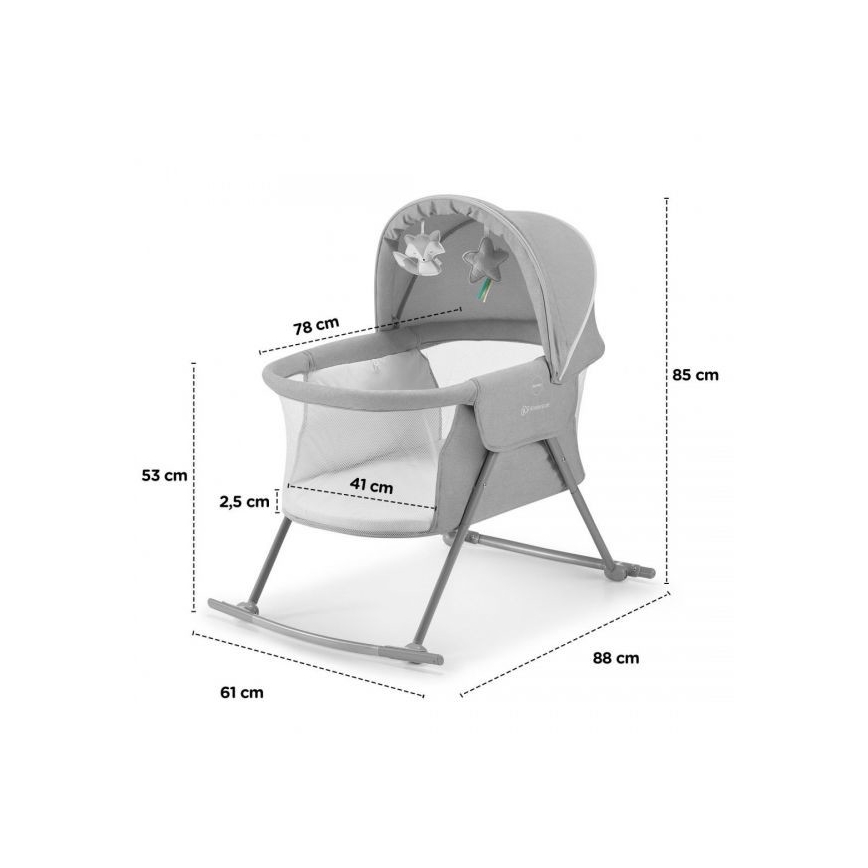 KINDERKRAFT - Детская кроватка 3в1 LOVI серый