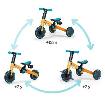 KINDERKRAFT - Детский беговел 3в1 4TRIKE желтый/бирюзовый