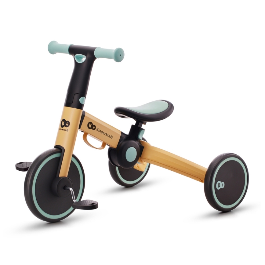 KINDERKRAFT - Детский беговел 3в1 4TRIKE желтый/мятный