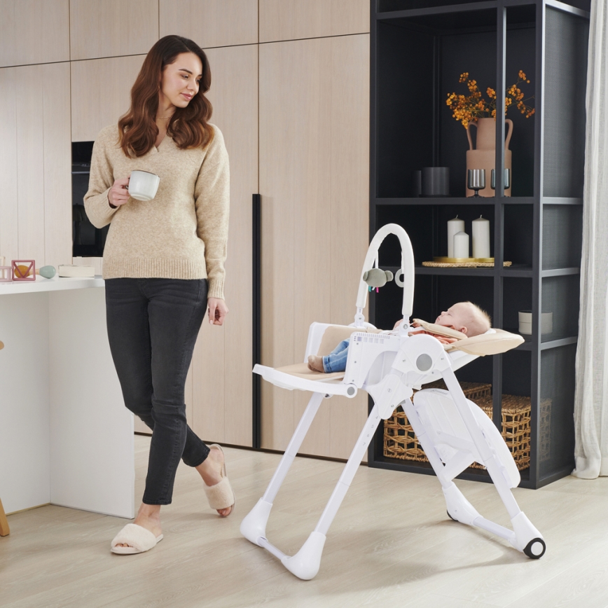 KINDERKRAFT - Детский стульчик для кормления 2-в-1 TUMMIE бежевый