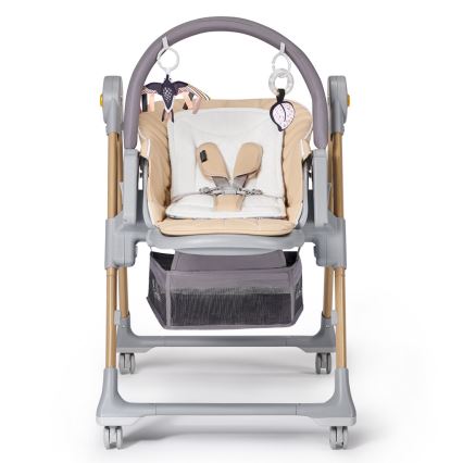 KINDERKRAFT - Детский стульчик для кормления 2в1 LASTREE бежевый/серый