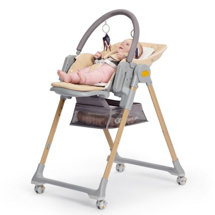 KINDERKRAFT - Детский стульчик для кормления 2в1 LASTREE бежевый/серый
