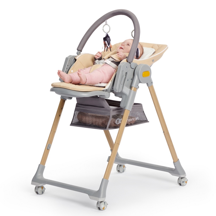 KINDERKRAFT - Детский стульчик для кормления 2в1 LASTREE бежевый/серый