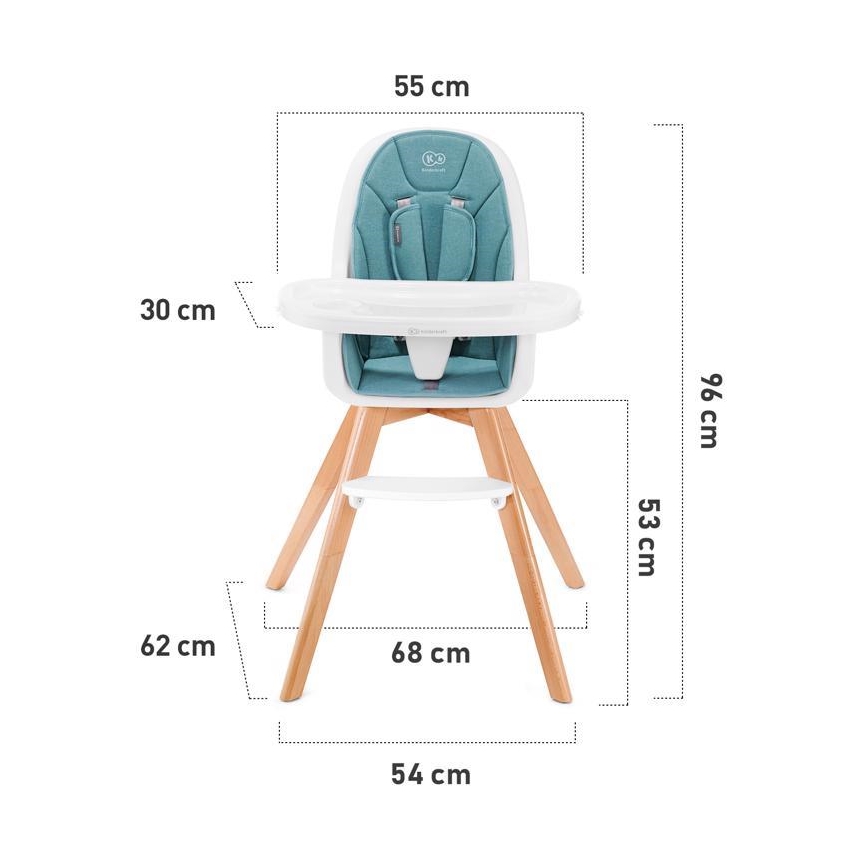 KINDERKRAFT - Детский стульчик для кормления 2в1 TIXI розовый