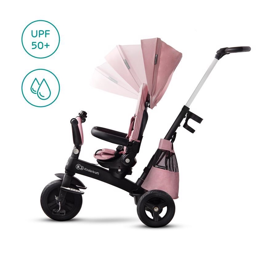 KINDERKRAFT - Детский трехколесный велосипед 5в1 EASYTWIST розовый/черный