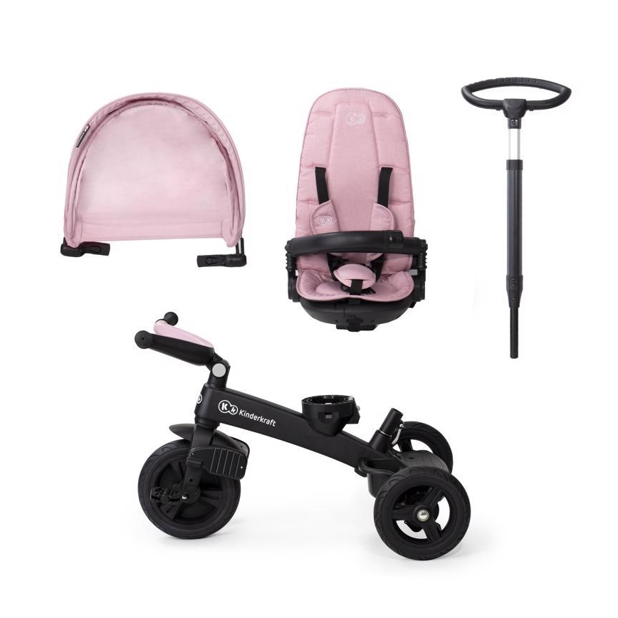 KINDERKRAFT - Детский трехколесный велосипед 5в1 EASYTWIST розовый/черный