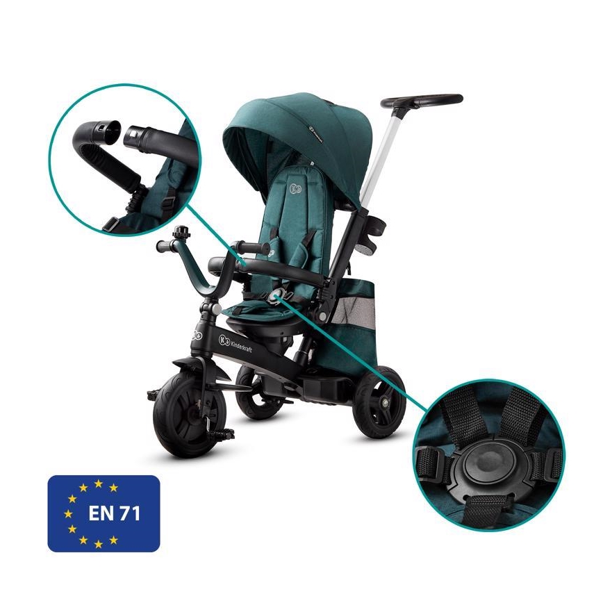 KINDERKRAFT - Детский трехколесный велосипед 5в1 EASYTWIST зеленый/черный